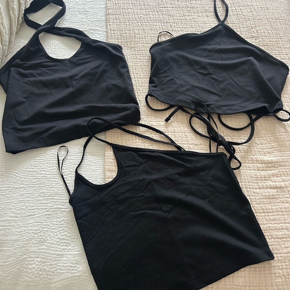Abercrombie & Fitch Black Crop Top Trio